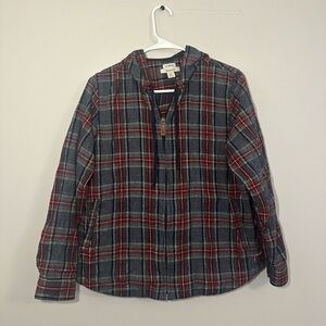 L.L. Bean Plaid Zip-Up Hoodie in Navy, Red, Green